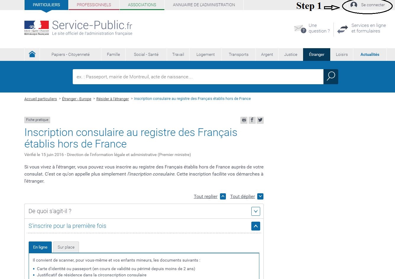 Registre step 1